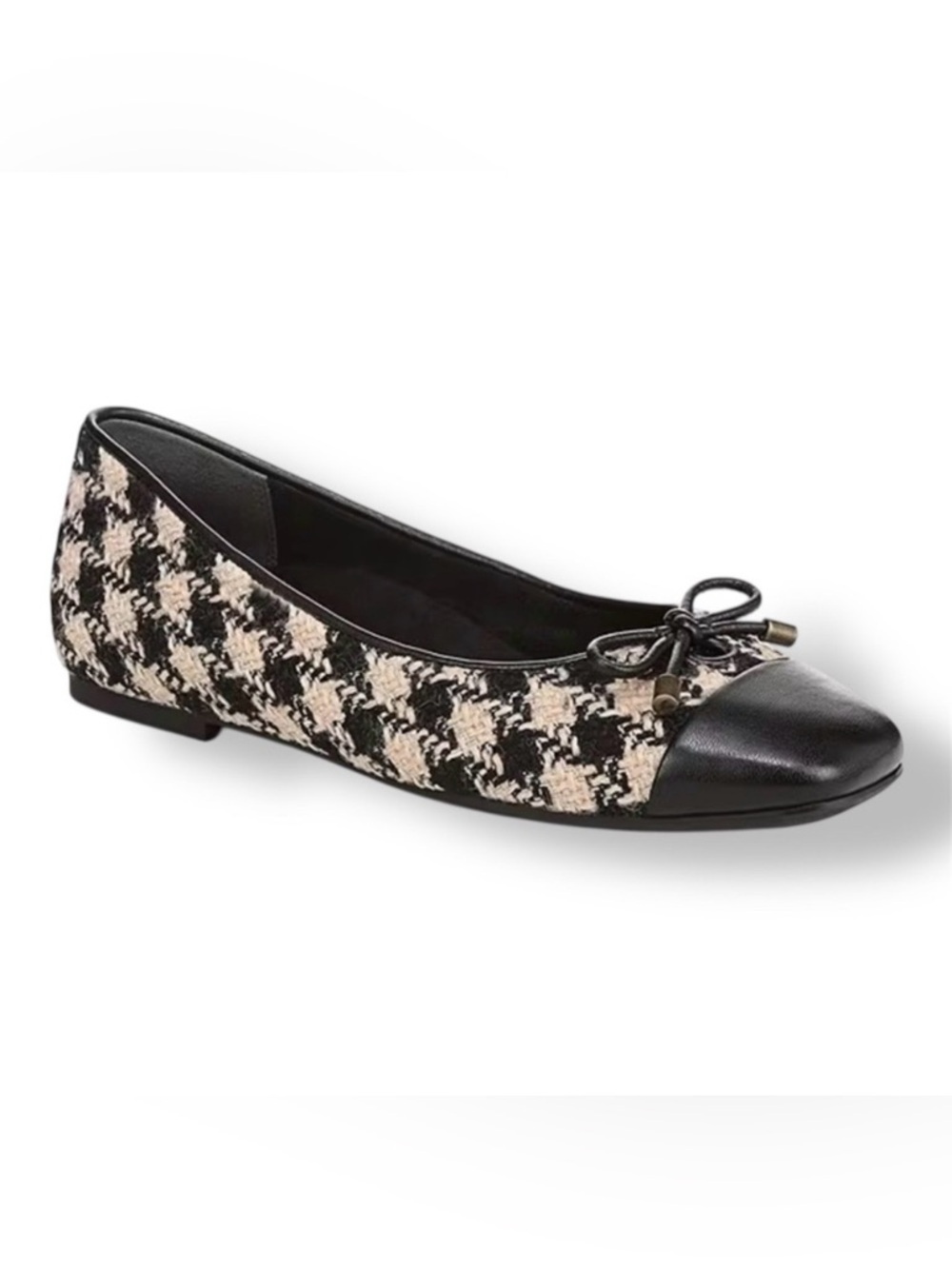 Vionic Klara Ballet Flats Women’s 8.5 Houndstooth Bow Cap Toe Like New Black - Picture 11 of 11